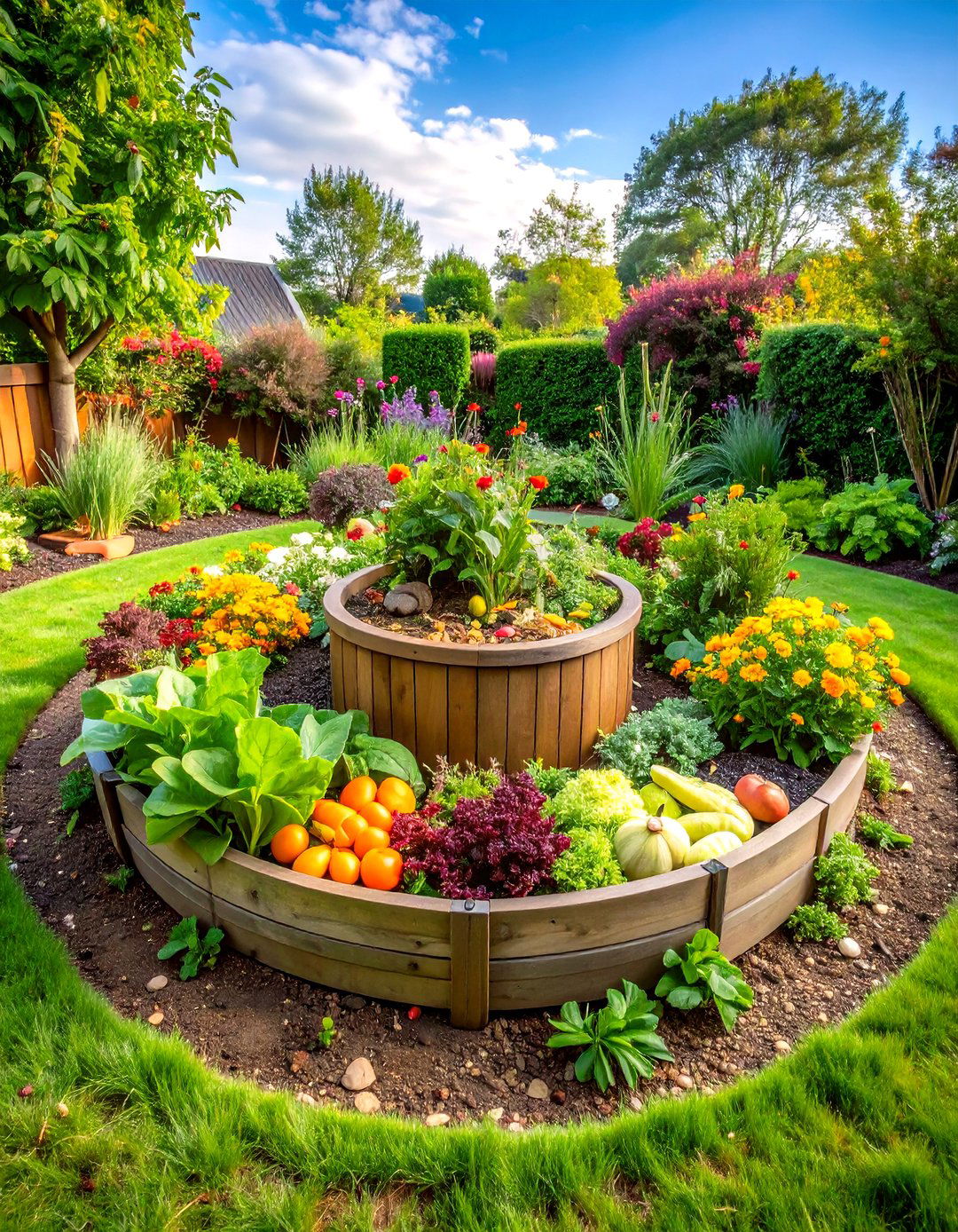 Keyhole Garden Composting Circle - 24 Vegetable Garden Ideas