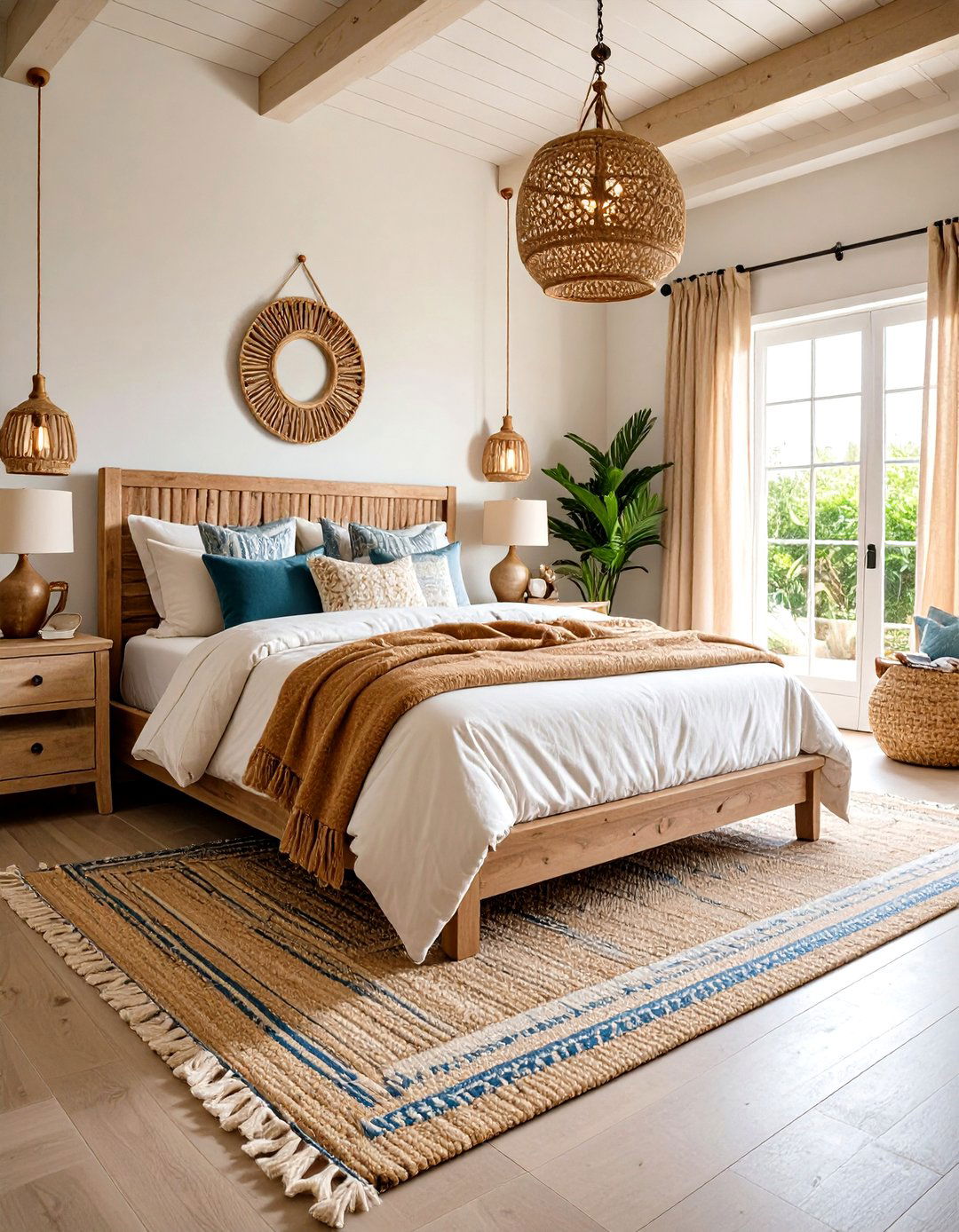 Khaki Coastal Bedroom with Blues - 24 Khaki Bedroom Ideas