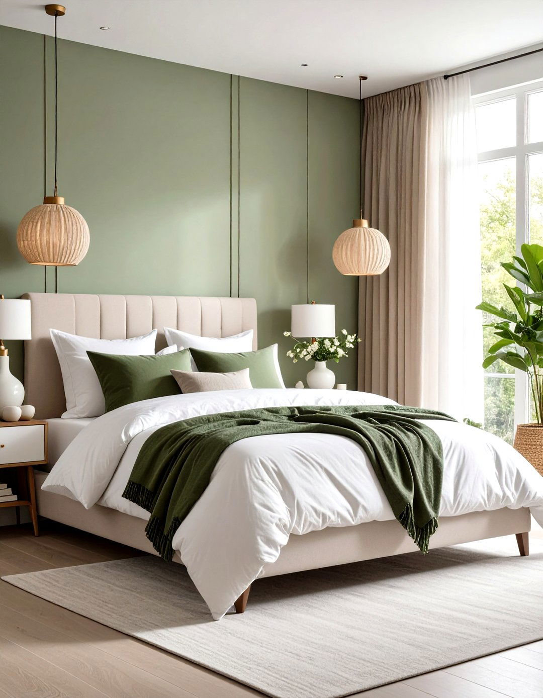 Khaki Minimalist Bedroom with White Accents - 24 Khaki Bedroom Ideas
