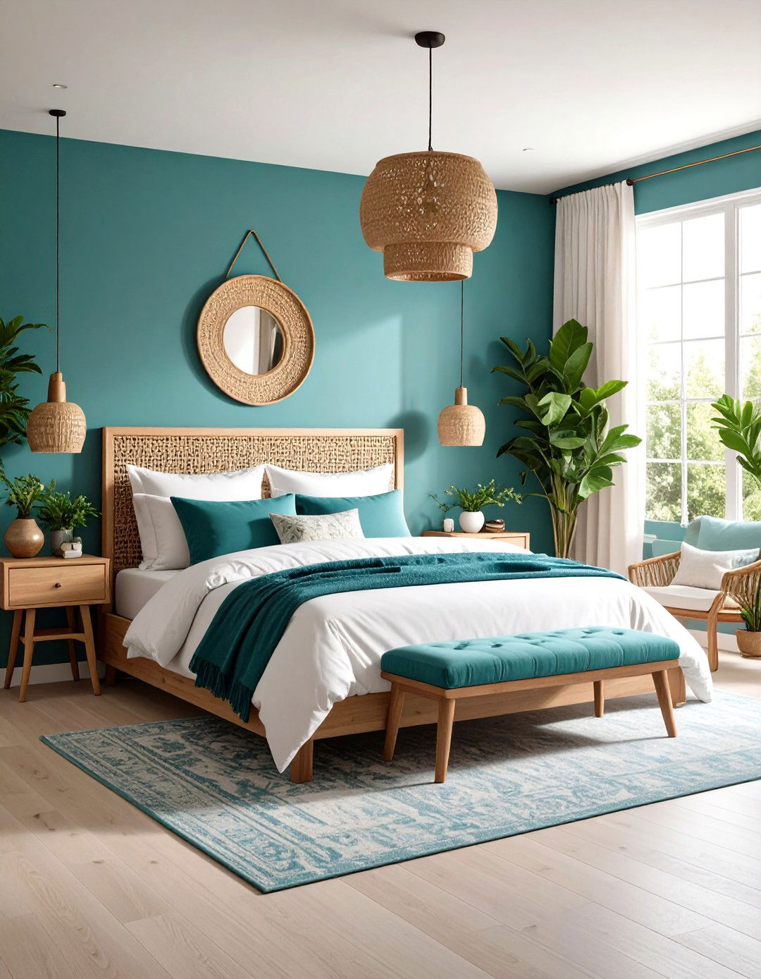 Khaki and Teal Vibrant Bedroom - 24 Khaki Bedroom Ideas