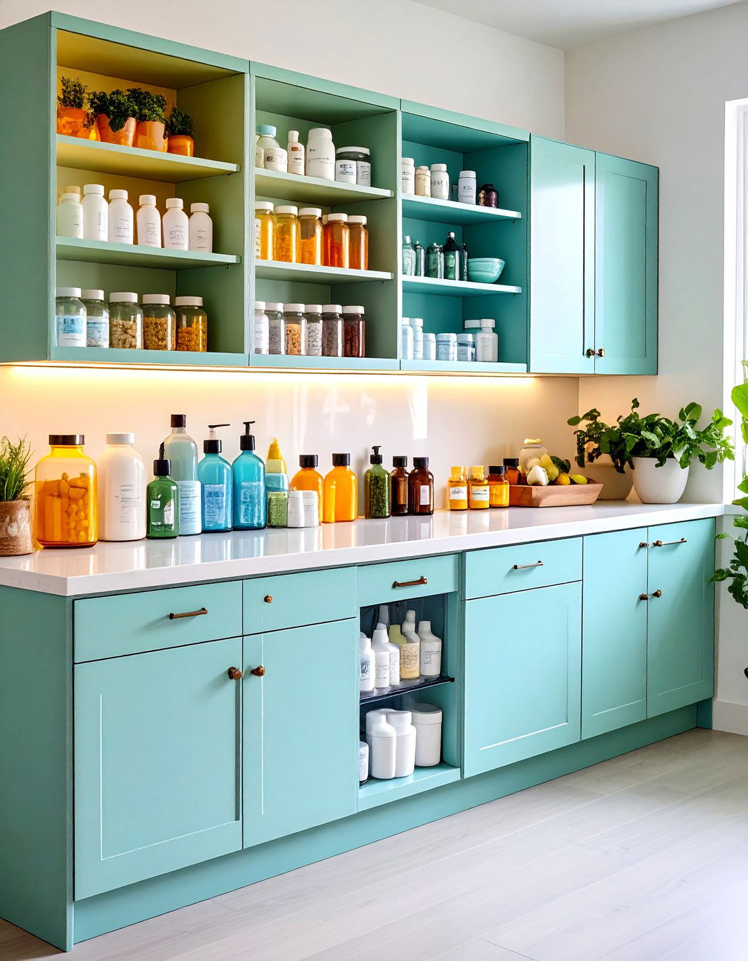 Kitchen Cabinet Medicine Station with Lazy Susan - 24 Medicine Storage Ideas