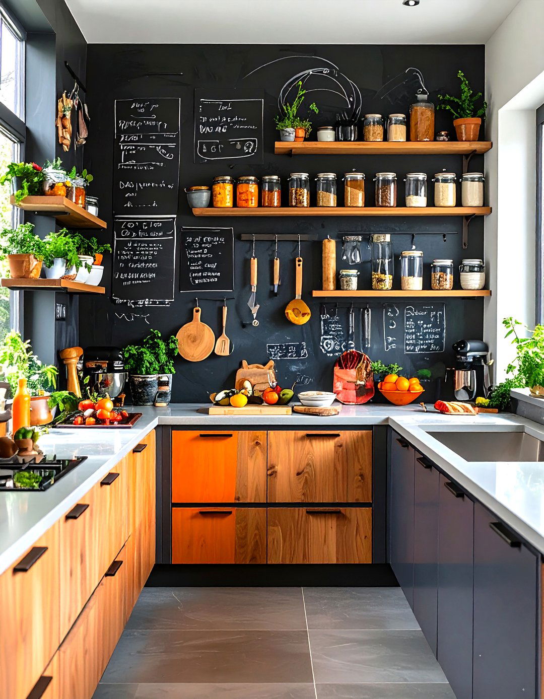 Kitchen Command Center Chalkboard Wall - 24 Chalkboard Wall Ideas