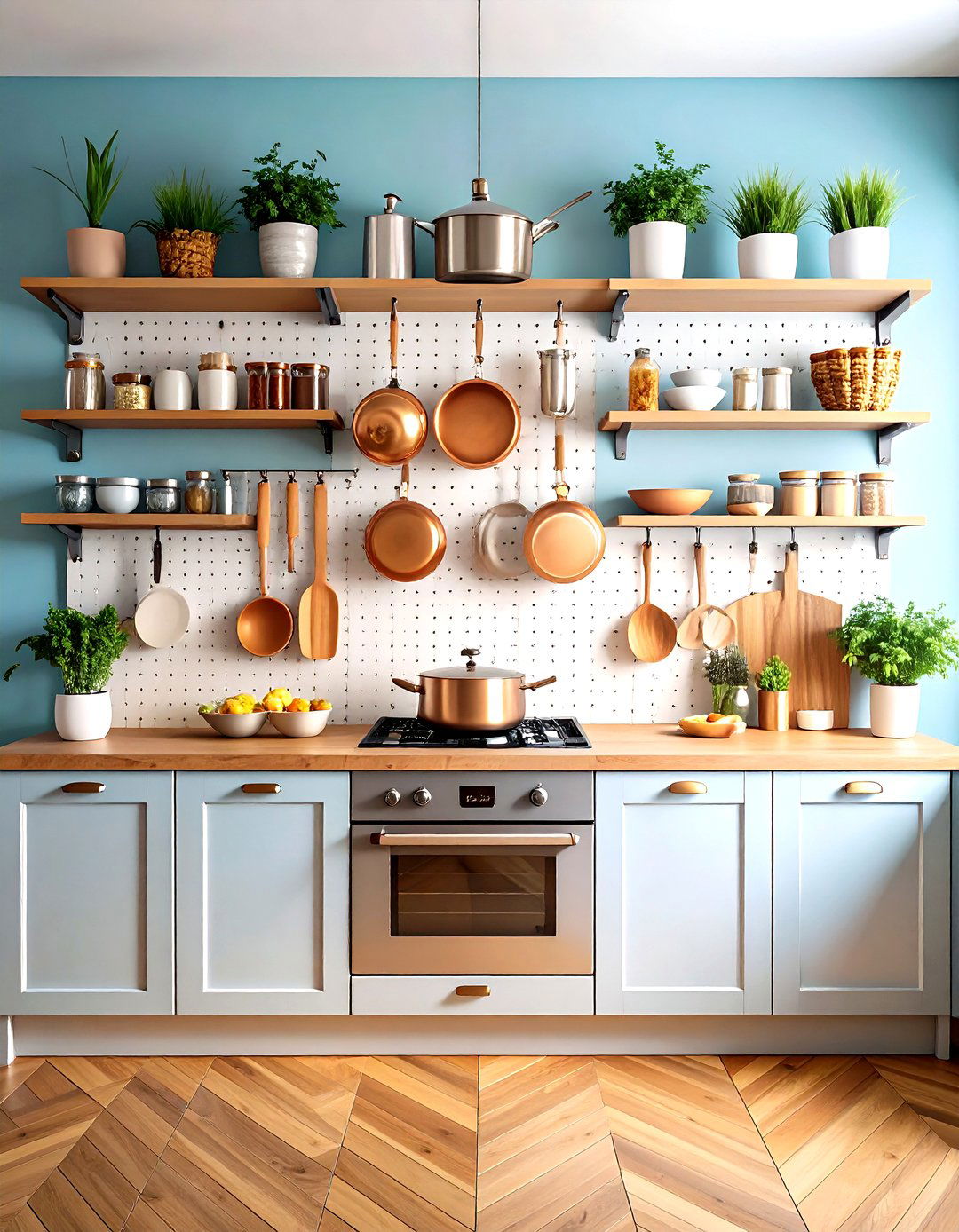 Kitchen Cookware Display Wall - 24 Pegboard Ideas