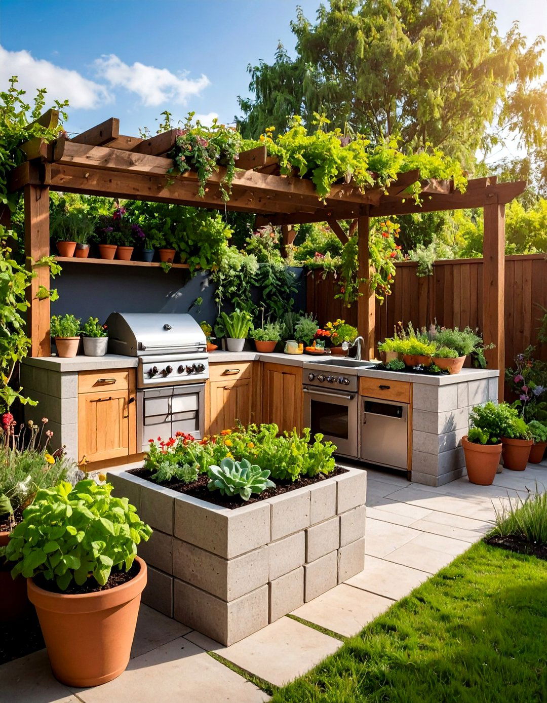 Kitchen Garden Workstations - 24 Cinder Block Garden Ideas