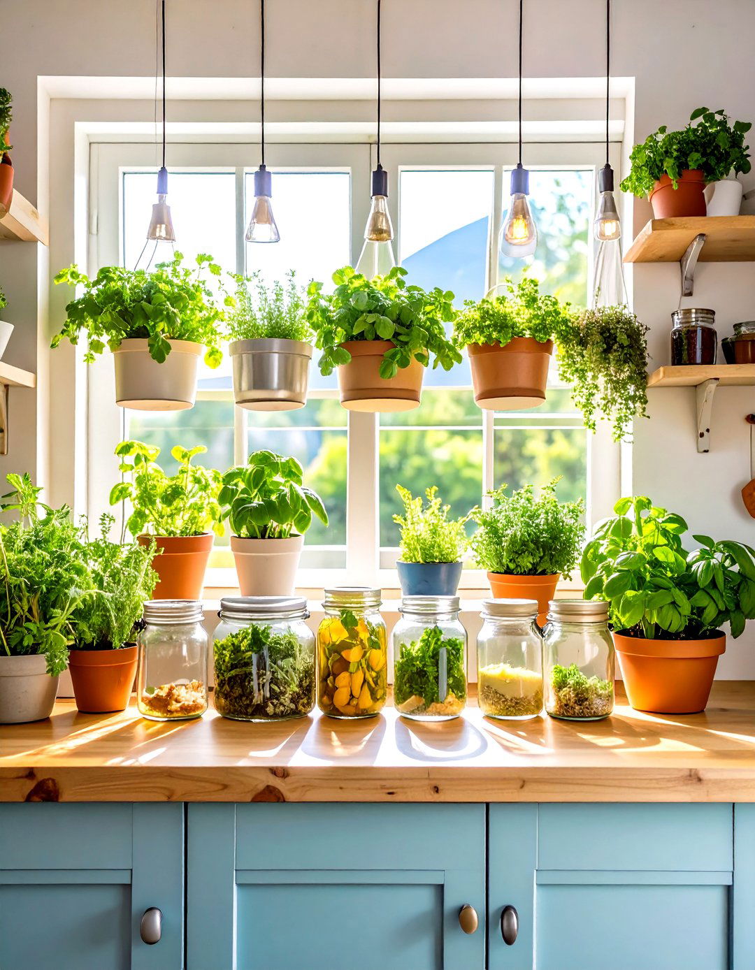 Kitchen Herb Garden Display - 24 Housewarming Decoration Ideas