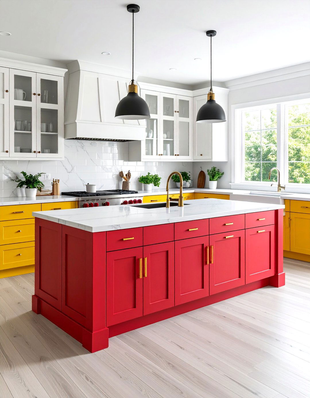 Kitchen Island Accent Color Focus - 24 Painting Kitchen Cabinet Ideas