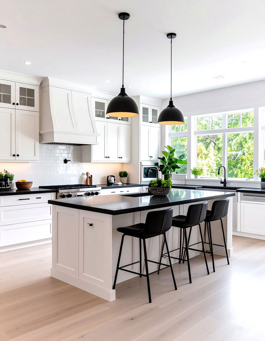 Kitchen Island Focal Point Design - 24 Kitchen With White Cabinets and Black Countertops Ideas