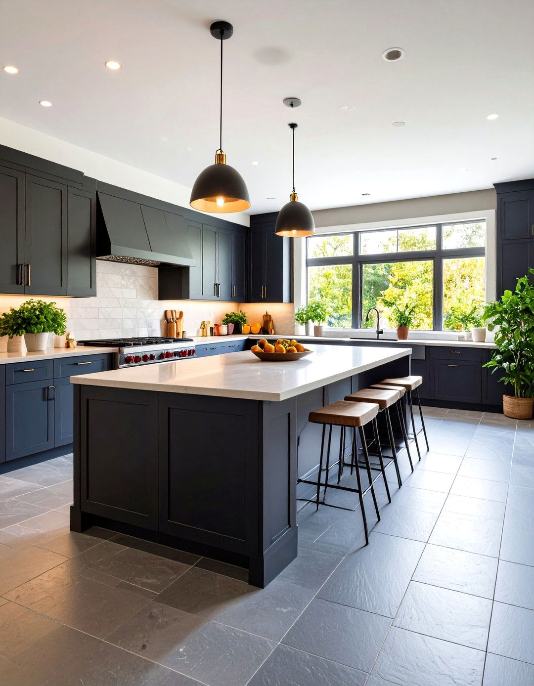 Kitchen Peninsula Slate Floor Design - 24 Kitchens With Slate Floors