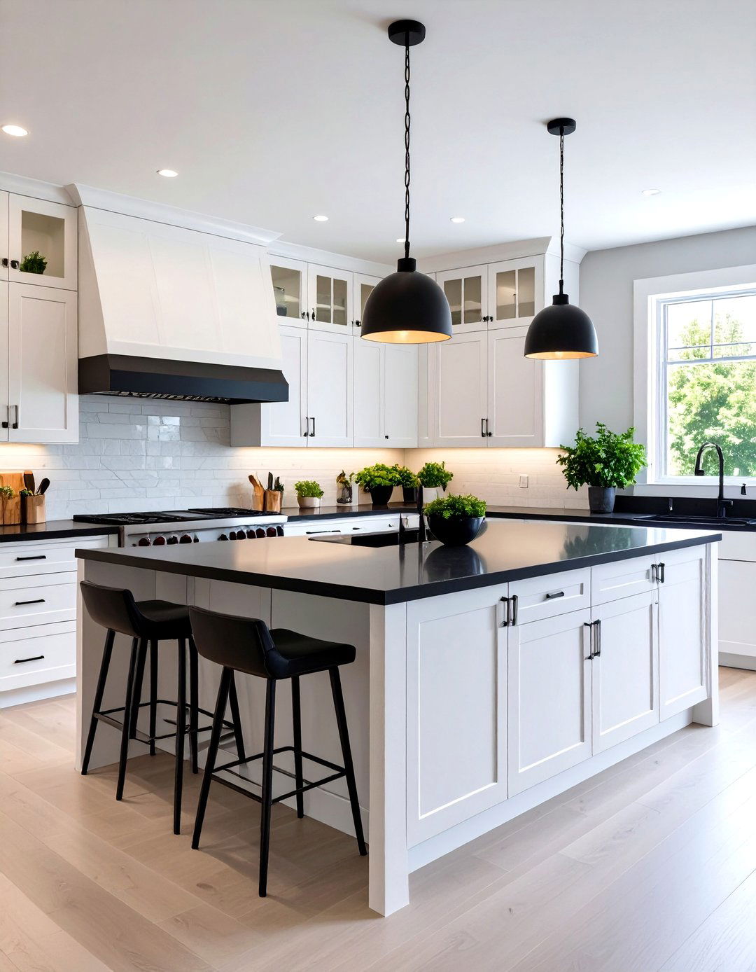 Kitchen Peninsula with Breakfast Bar Seating - 24 white kitchen with black countertops ideas