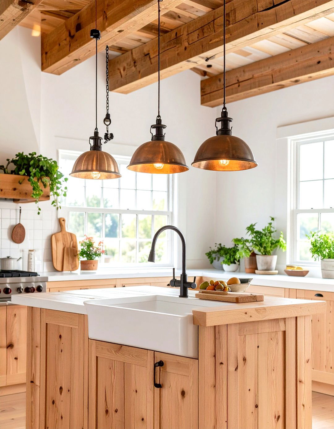 Kitchen Sink Adjustable Pulley Pendant Systems - 24 Kitchen Sink Lighting Ideas