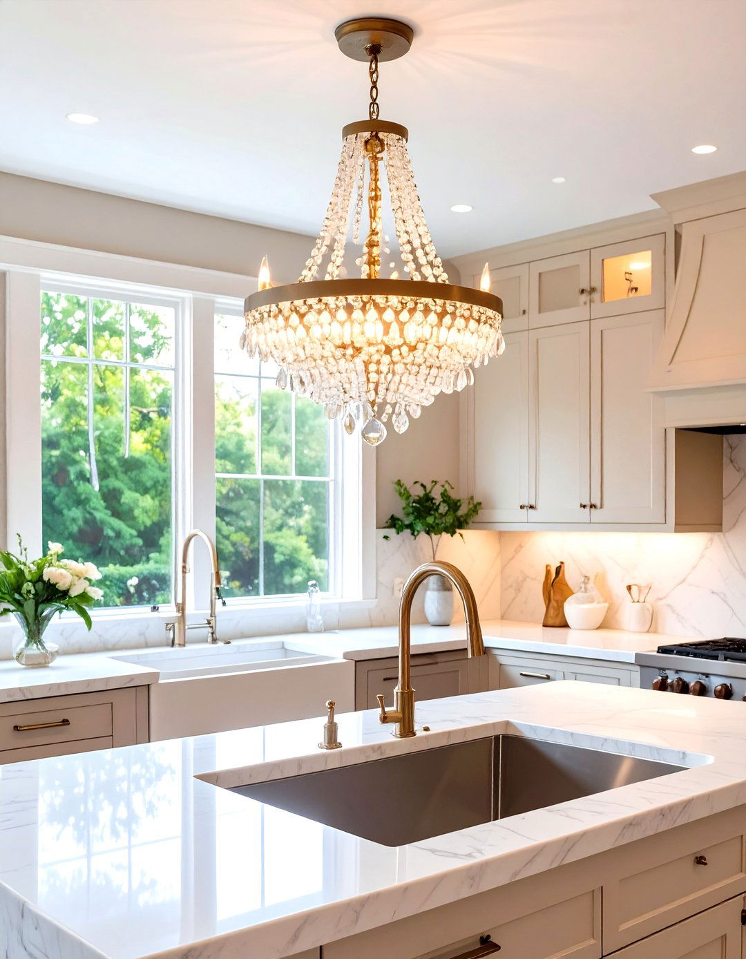 Kitchen Sink Crystal Mini Chandelier Lighting - 24 Kitchen Sink Lighting Ideas