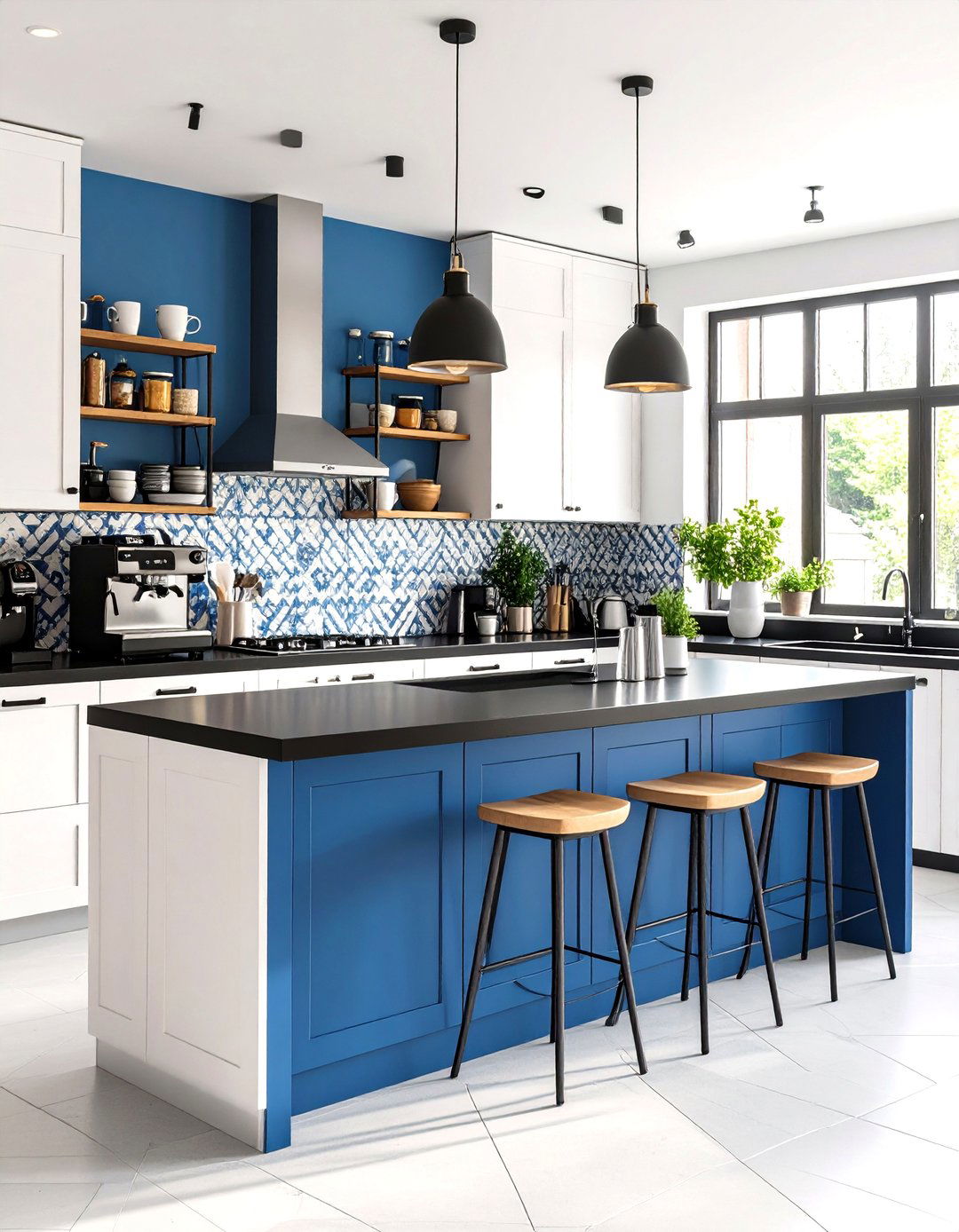Kitchen with Coffee Bar Station - 24 white kitchen with black countertops ideas
