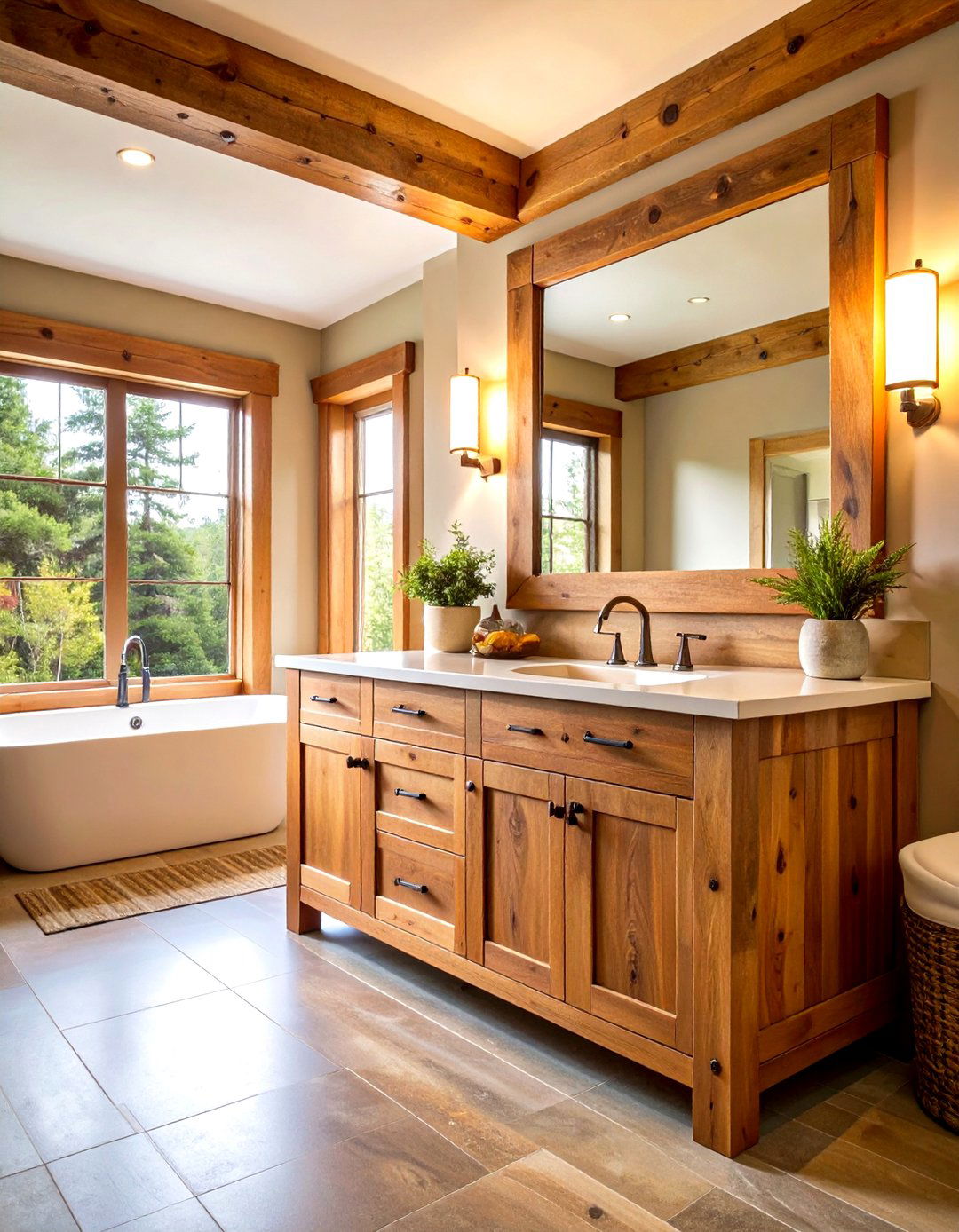 Knotty Alder Rustic Vanity Cabinet - 24 Wood Bathroom Vanity Ideas