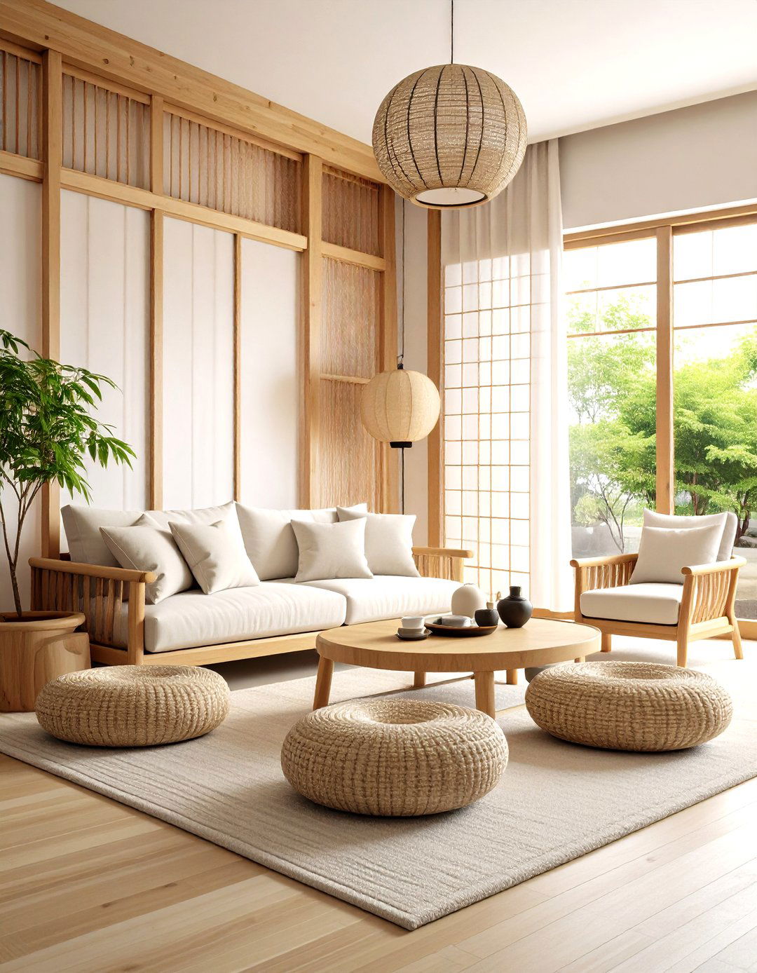 Korean Living Room with Bamboo and Natural Fiber Elements - 24 Korean Living Room Ideas