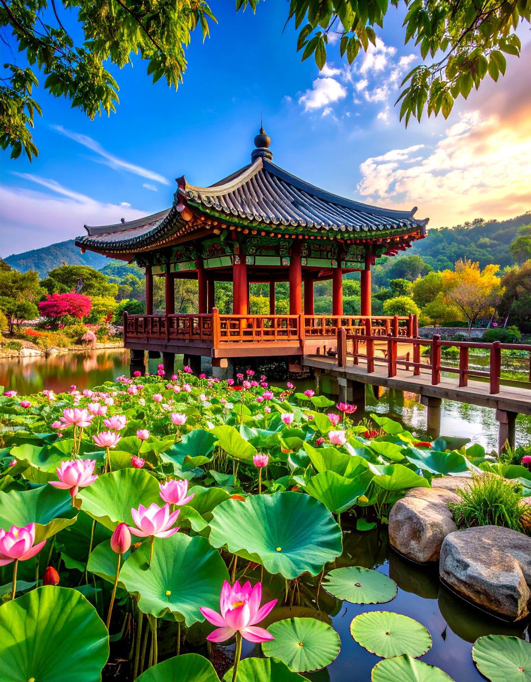 Korean Lotus Pond Garden - 24 Asian Landscaping Ideas