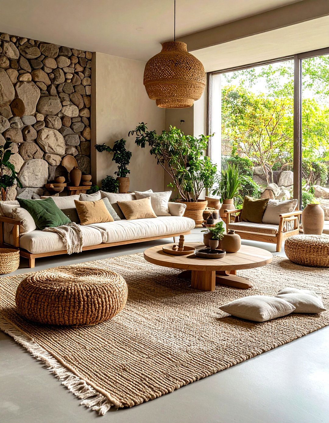 Korean Natural Material Living Room - 24 Asian Living Room Ideas