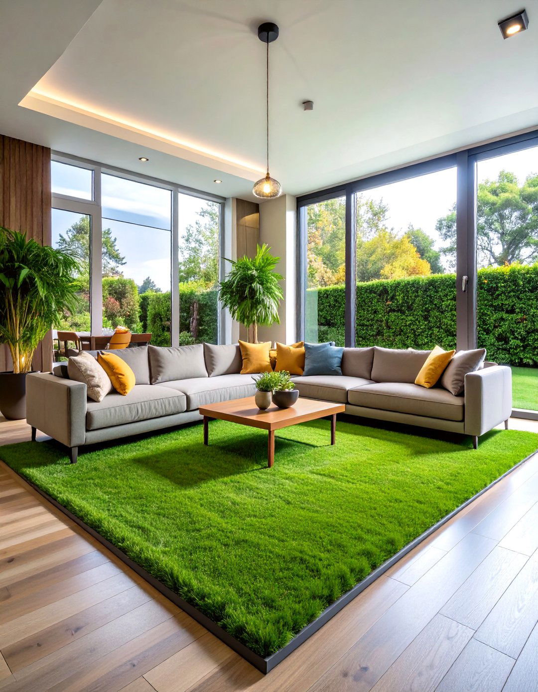 L Shaped Corner Configurations - 24 Artificial Grass Wall Design Ideas