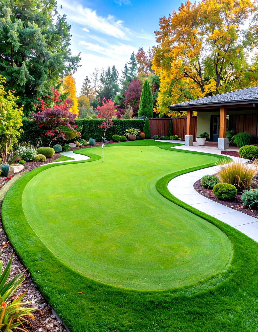 L Shaped Corner Putting Green Design - 24 Backyard Putting Green Ideas