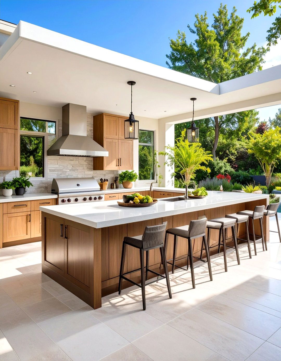 L Shaped Entertainment Island - 24 Outdoor Kitchen Island Ideas