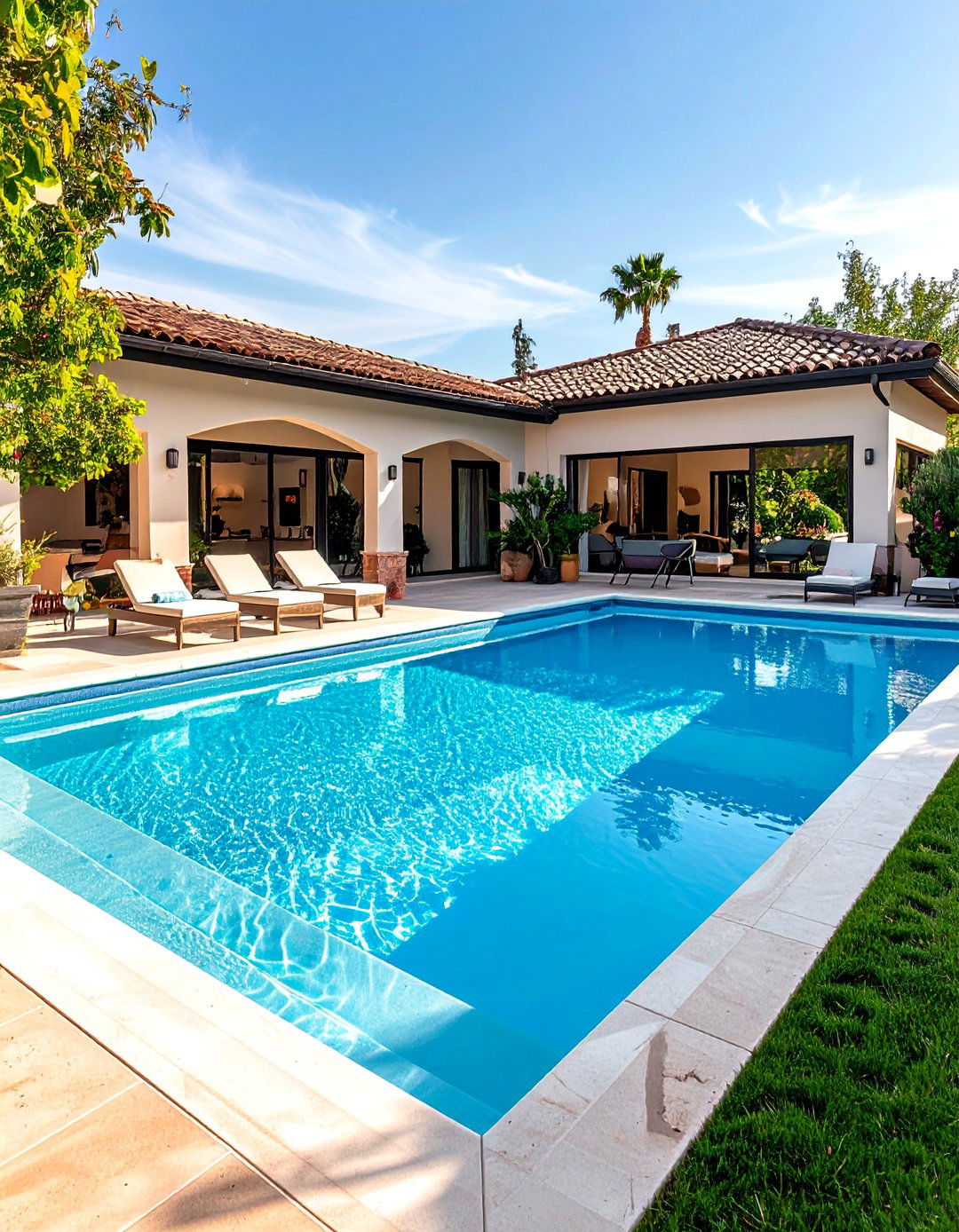 L Shaped Geometric Pool - 24 Backyard Pool Ideas