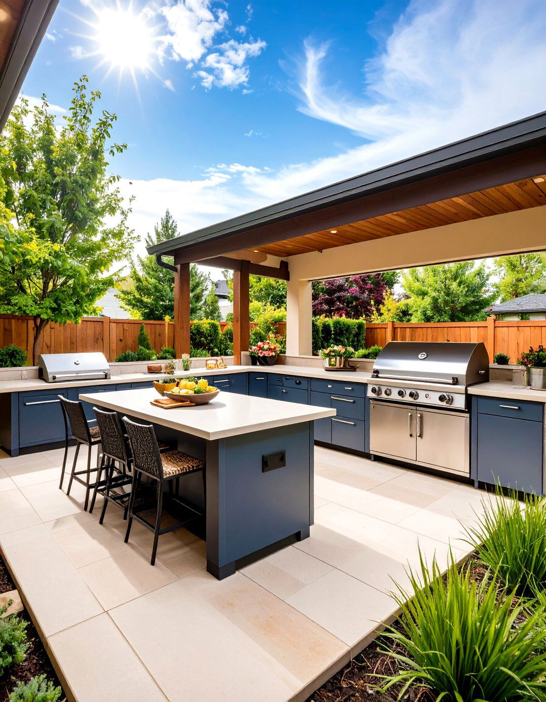 L Shaped Outdoor Kitchen with Smoker Station - 24 L Shaped Outdoor Kitchen Ideas