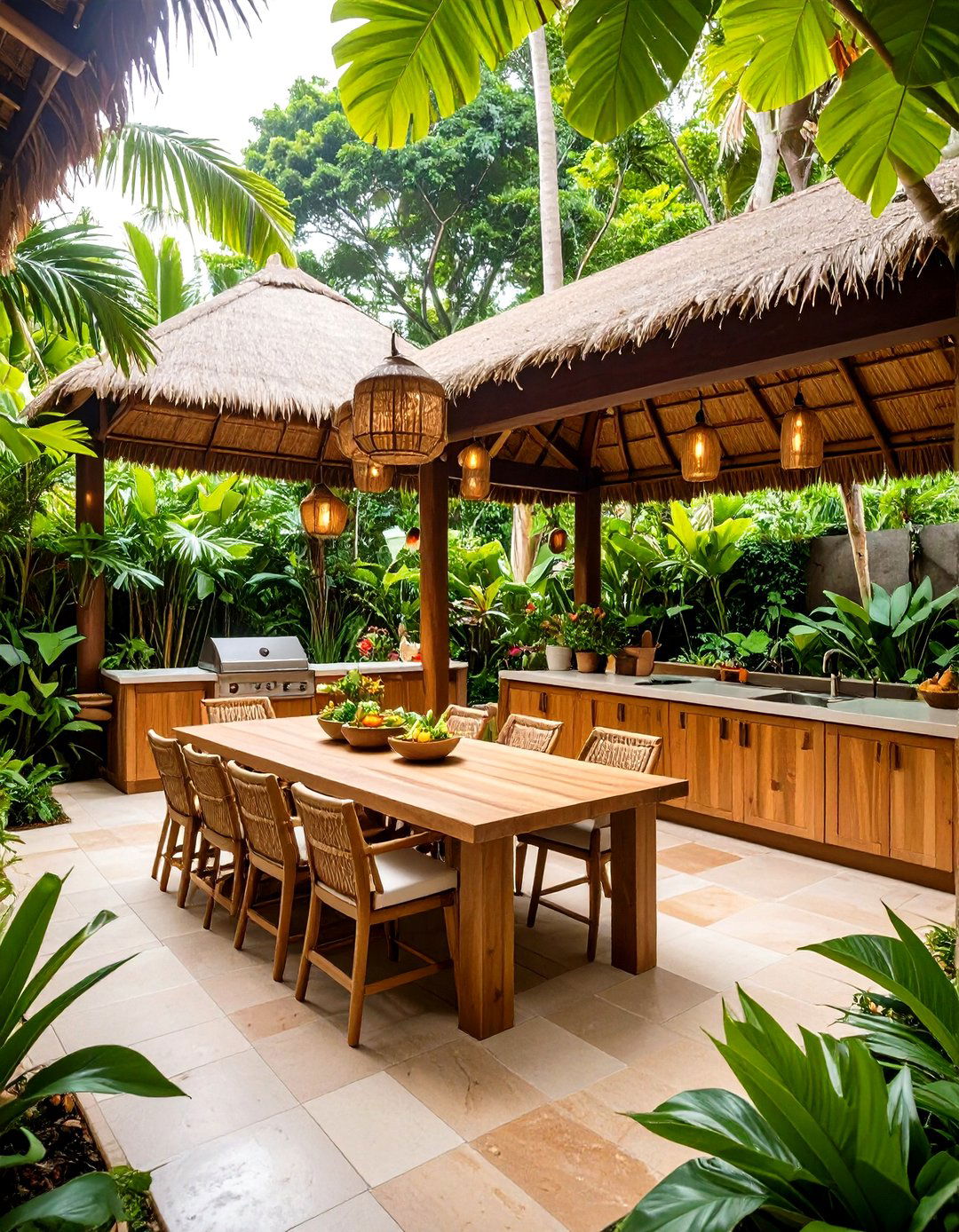 L Shaped Tropical Outdoor Kitchen - 24 L Shaped Outdoor Kitchen Ideas