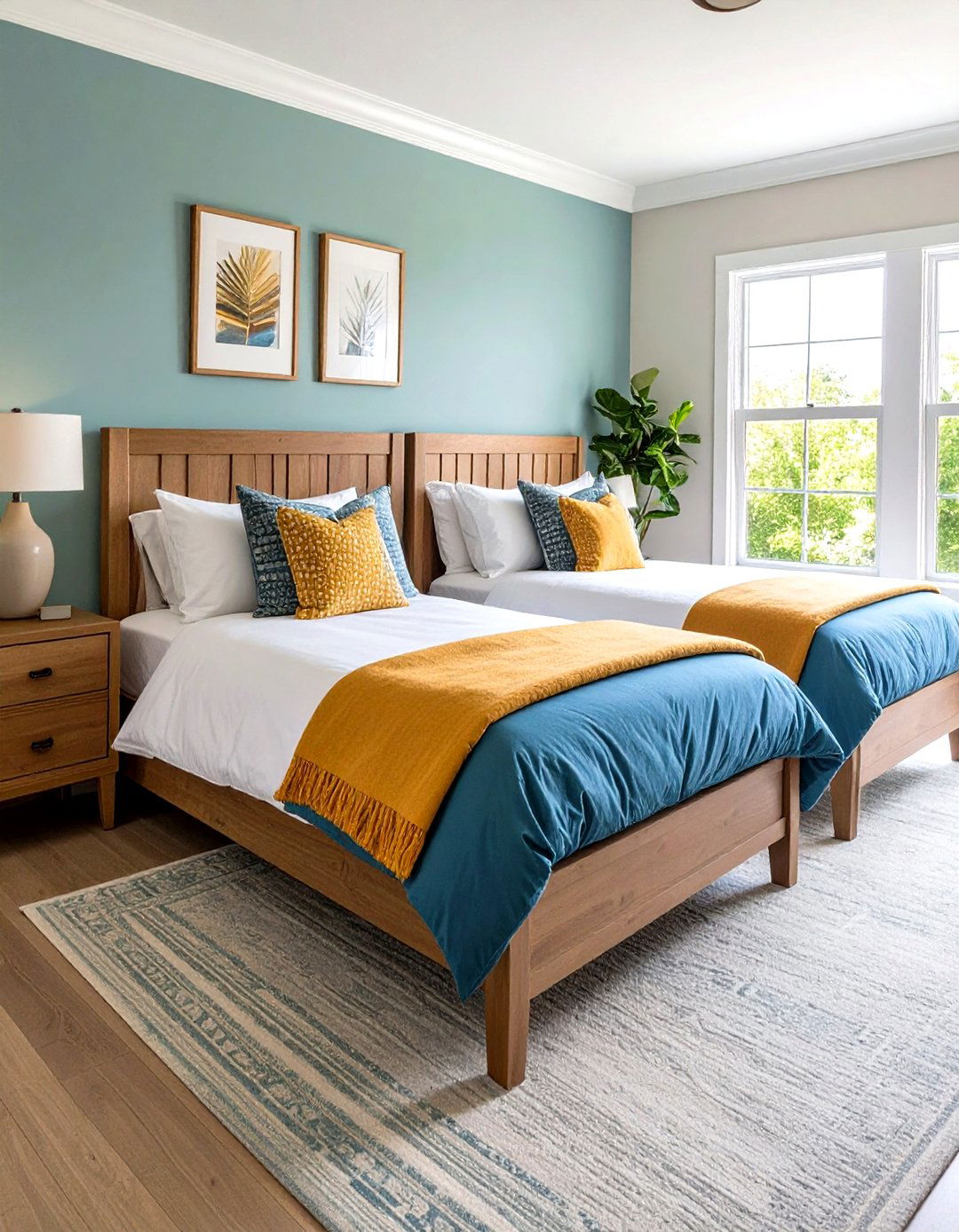 L Shaped Twin Bed Arrangement with Corner Storage - 24 2 Beds in One Small Room Ideas