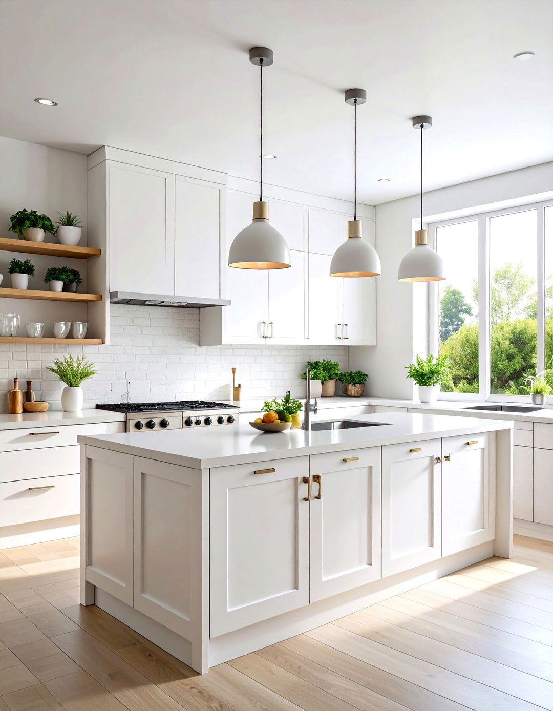L Shaped White Kitchen with Peninsula Counter - 24 Small White Kitchen Ideas