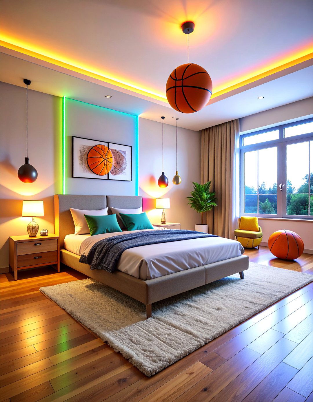 LED Basketball Lighting Systems - 24 basketball room decor ideas