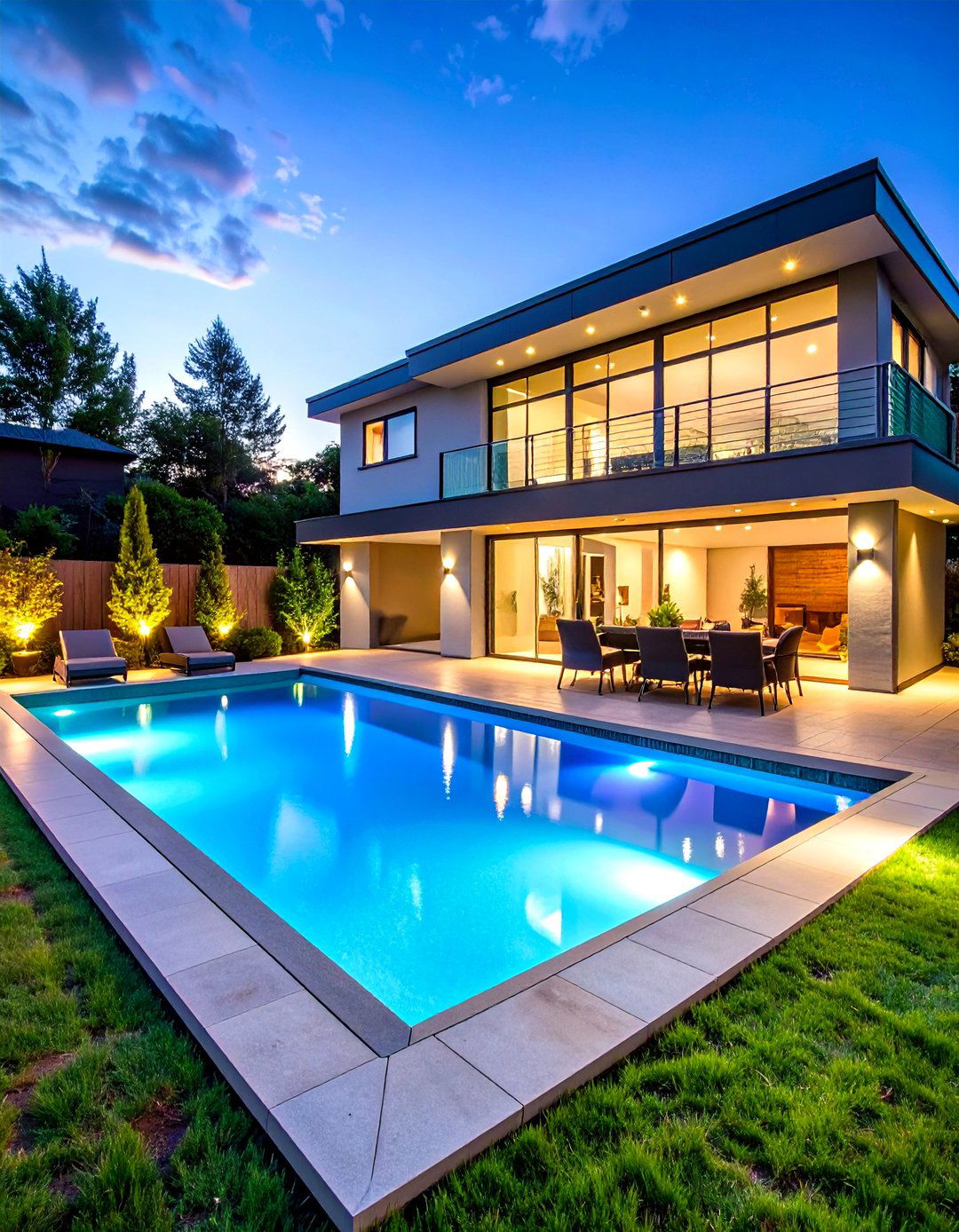 LED Color Changing Lagoon Pool - 24 Lagoon Pool Ideas