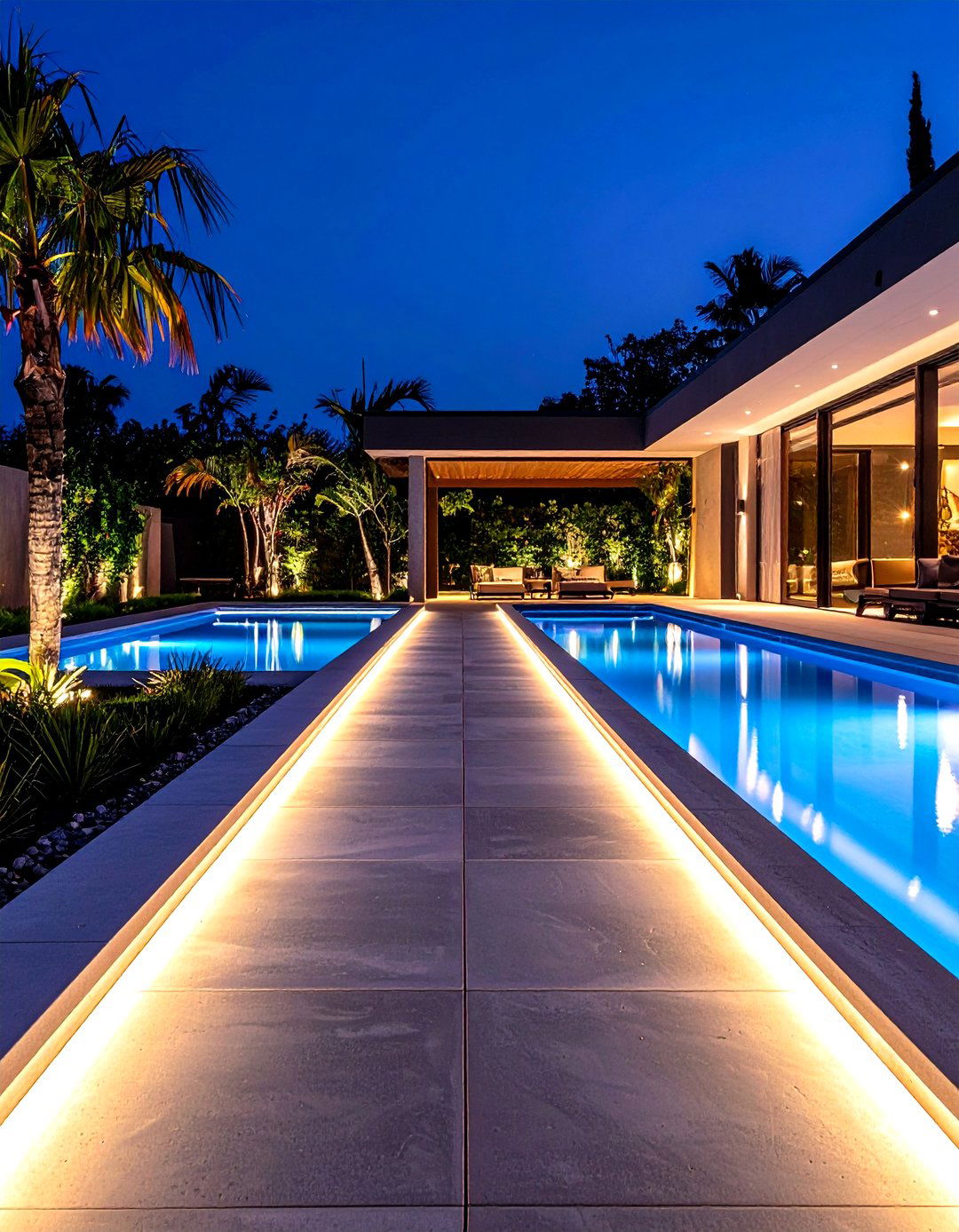LED Illuminated Concrete Pool Walkway - 24 Pool Walkway Ideas
