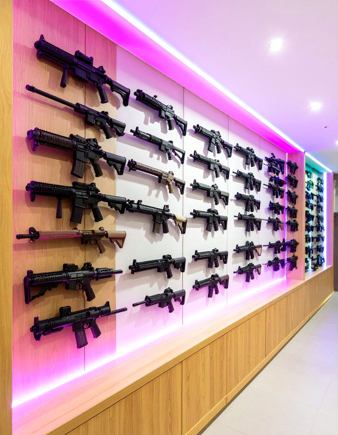 LED Illuminated Display Wall - 24 Gun Wall Ideas