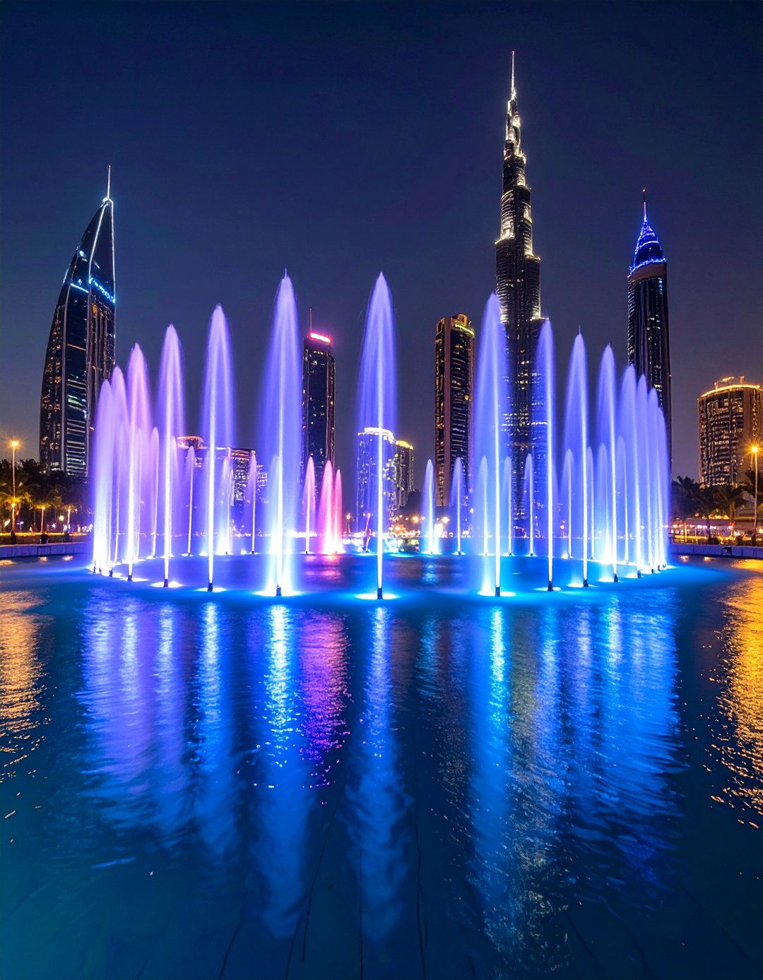 LED Illuminated Fountain Arrays - 24 Pool Fountain Ideas