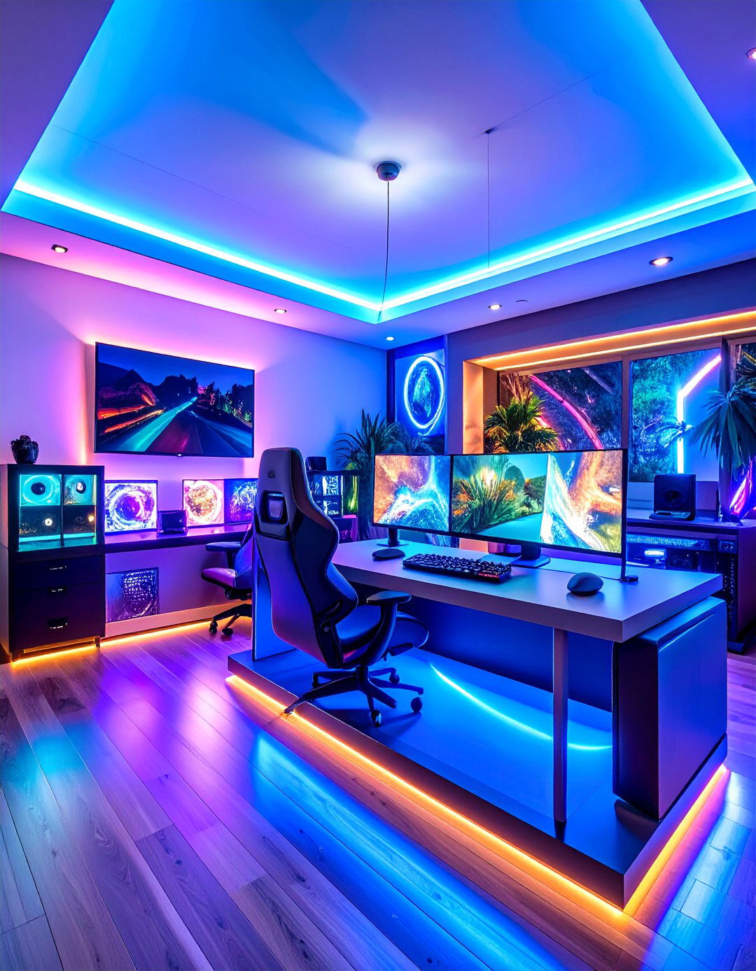LED Light Show Gaming Room - 24 Video Game Room Ideas