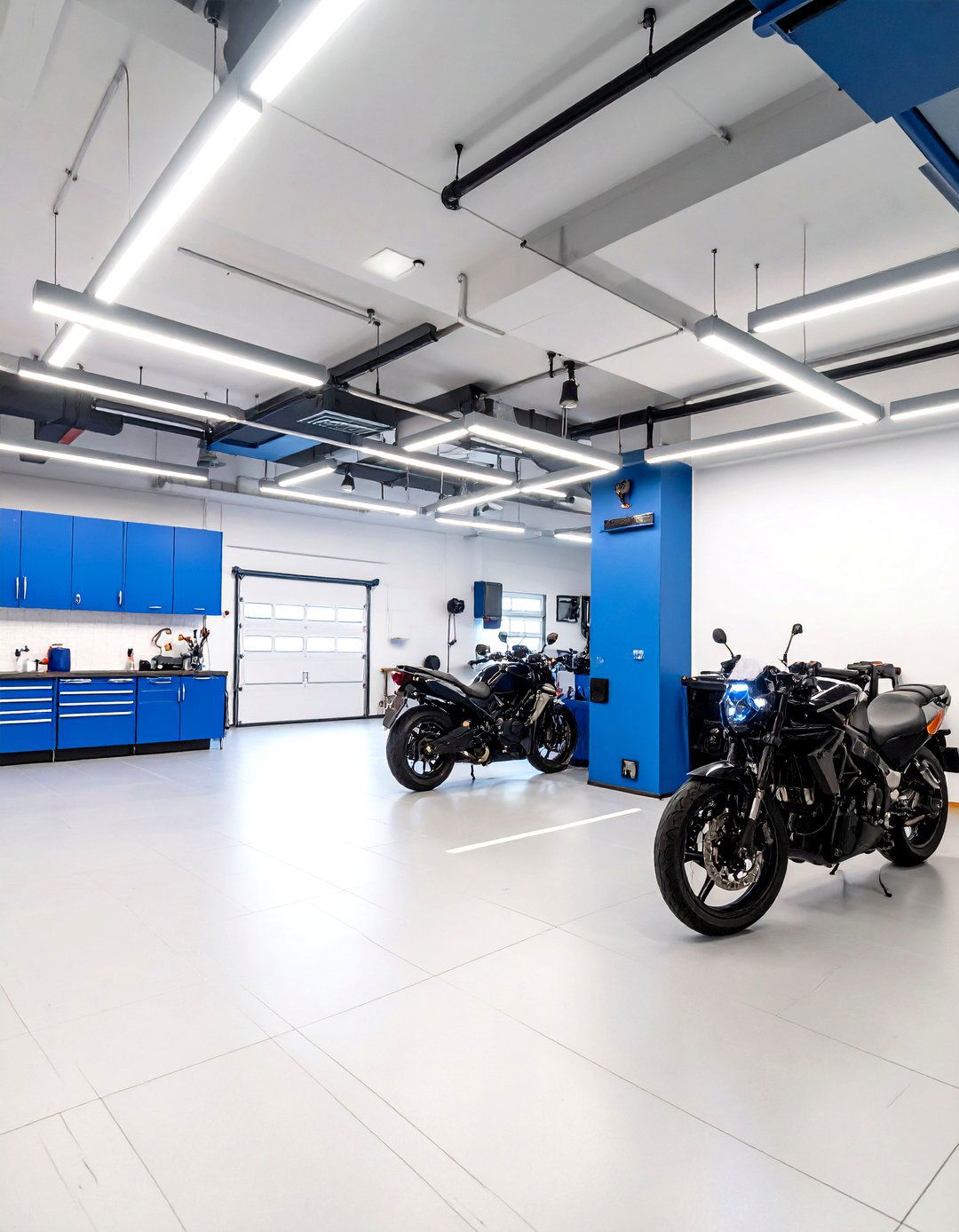 LED Lighting System Installation - 24 Motorcycle Garage Ideas