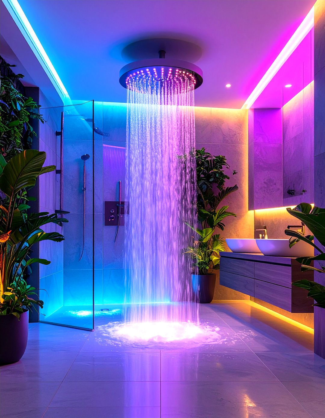 LED Rainfall Shower Wet Room - 24 Wet Room Ideas