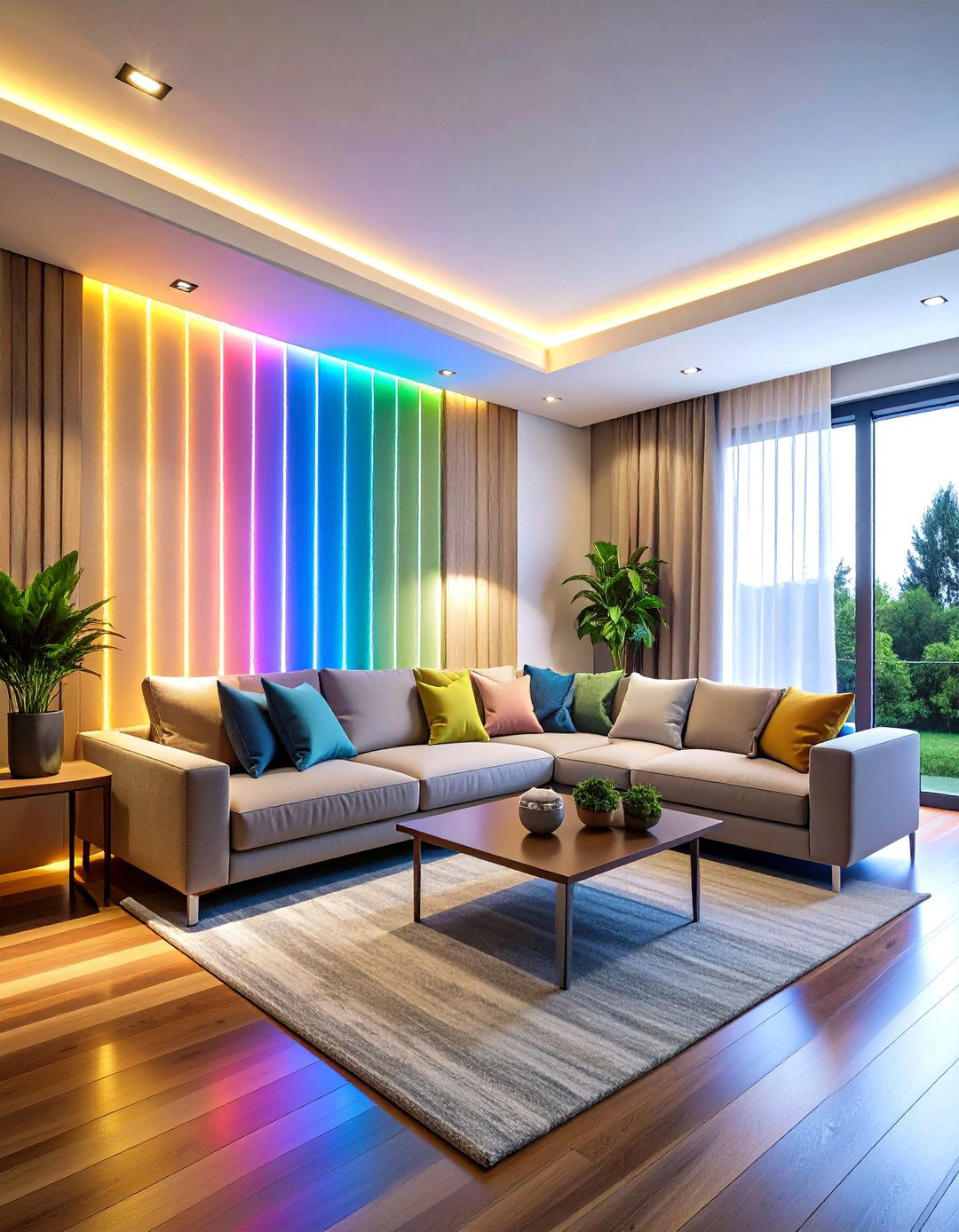 LED Strip Accent Wall Lighting - 24 Living Room Wall Lighting Ideas