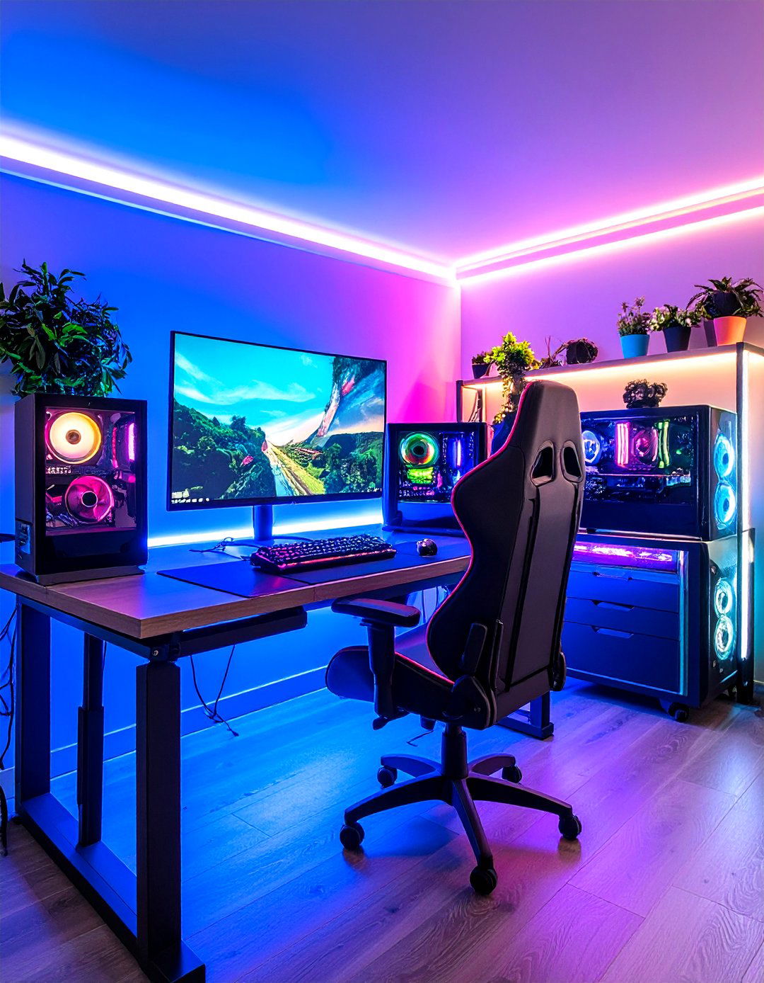 LED Strip Light Gaming Wonderland - 24 Gamer Girl Room Ideas