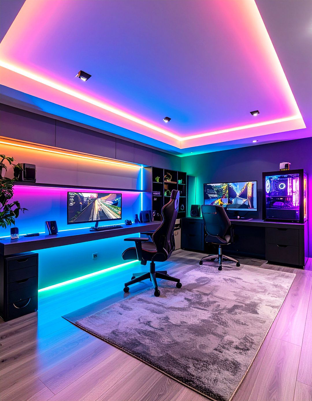 LED Strip Lighting Accent Wall - 24 Basement Accent Wall Ideas