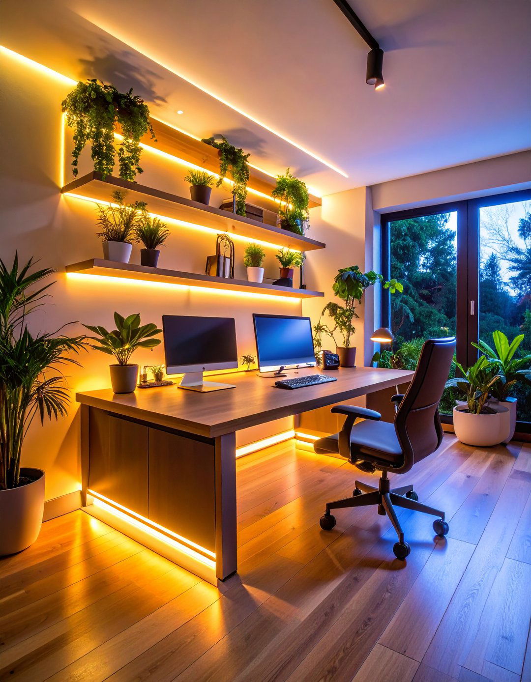 LED Strip Lighting Enhancement - 24 Budget Home Office Ideas