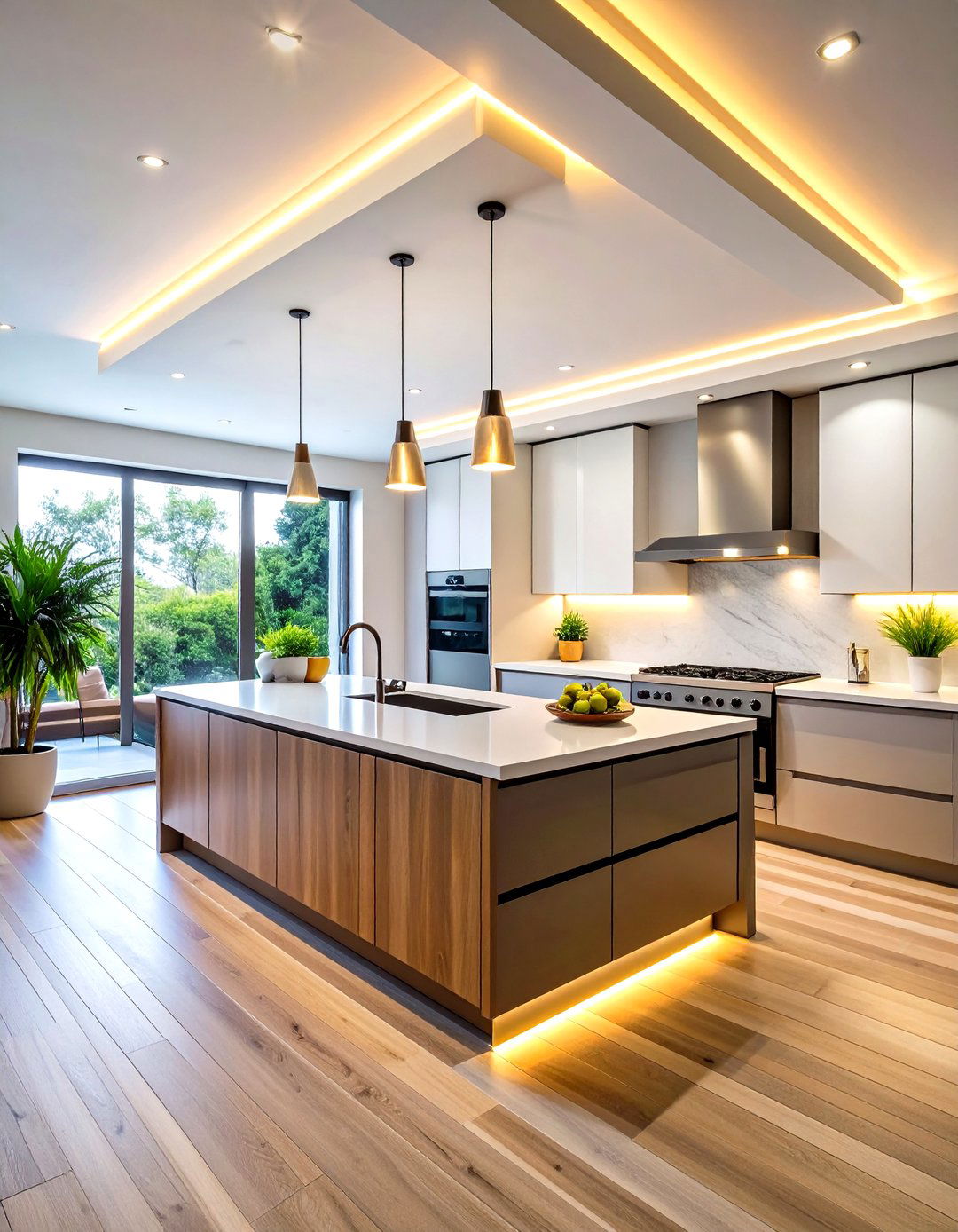 LED Strip Lighting Soffit with Contemporary Glow - 24 Kitchen Soffit Ideas