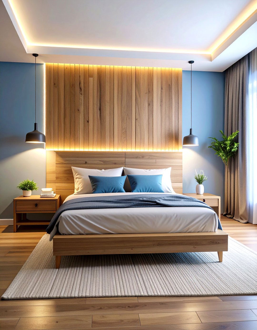 LED Strip Lights Behind Headboard - 24 Small Bedroom Lighting Ideas