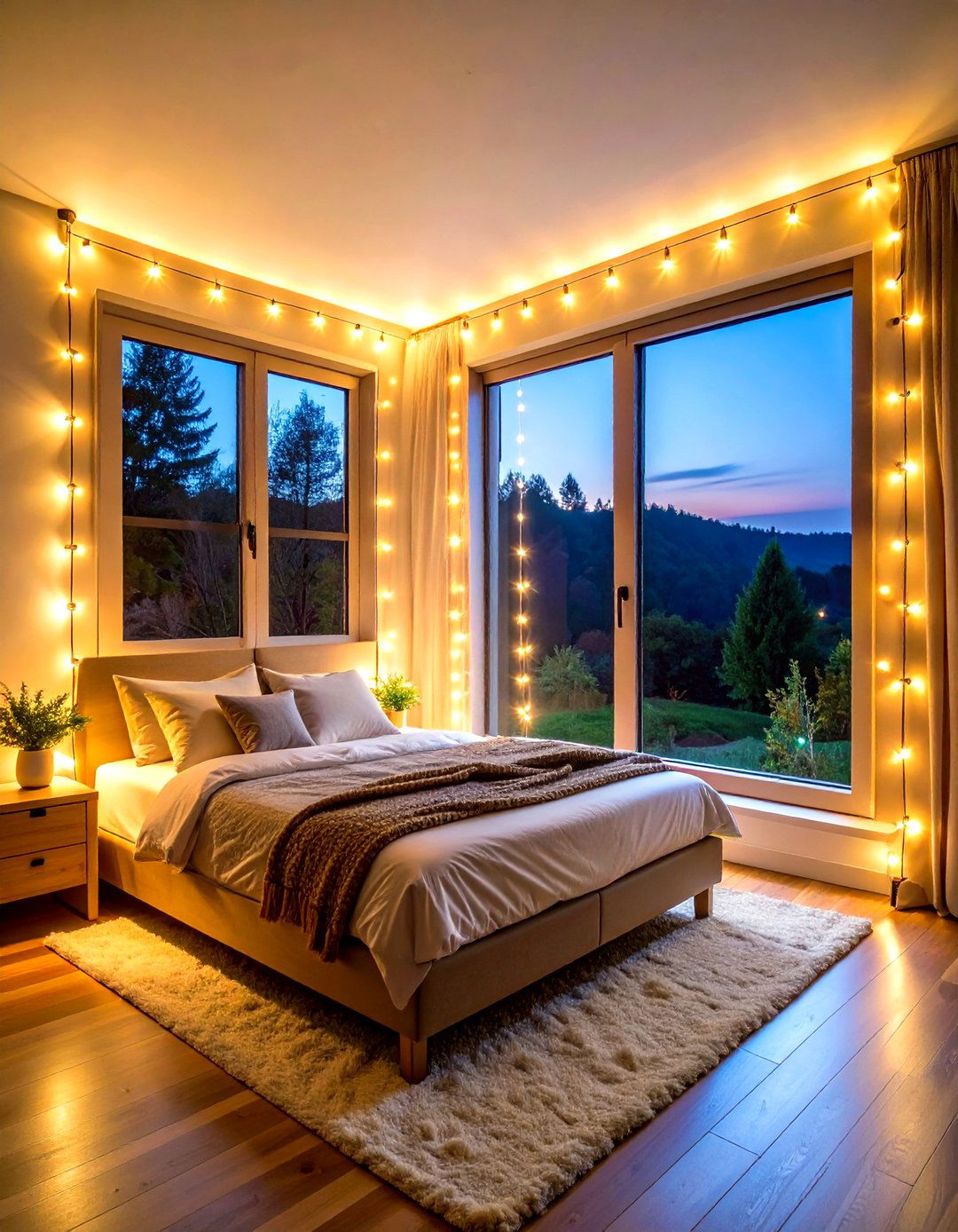 LED Strips Around Window Frame - 24 Small Bedroom Lighting Ideas