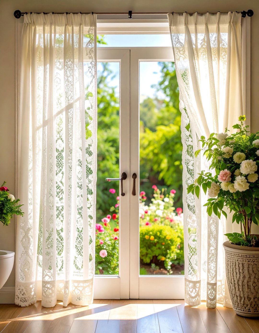 Lace Panel Privacy Treatment - 24 Front Door Privacy Ideas