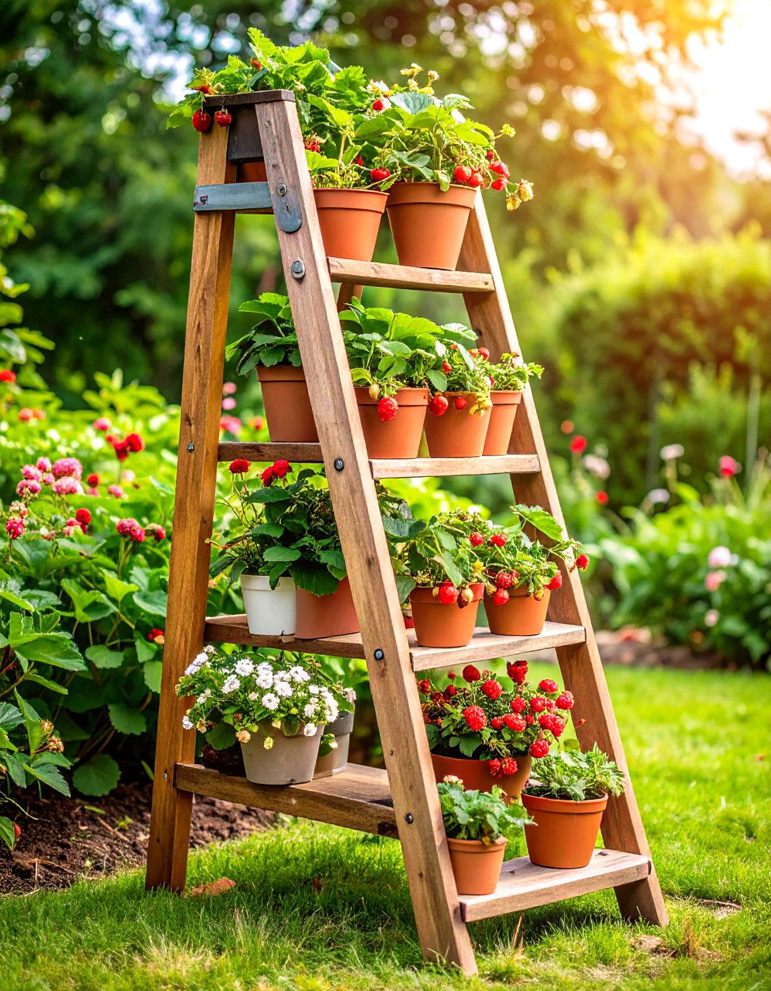Ladder Strawberry Gardens - 24 Strawberry Planter Ideas