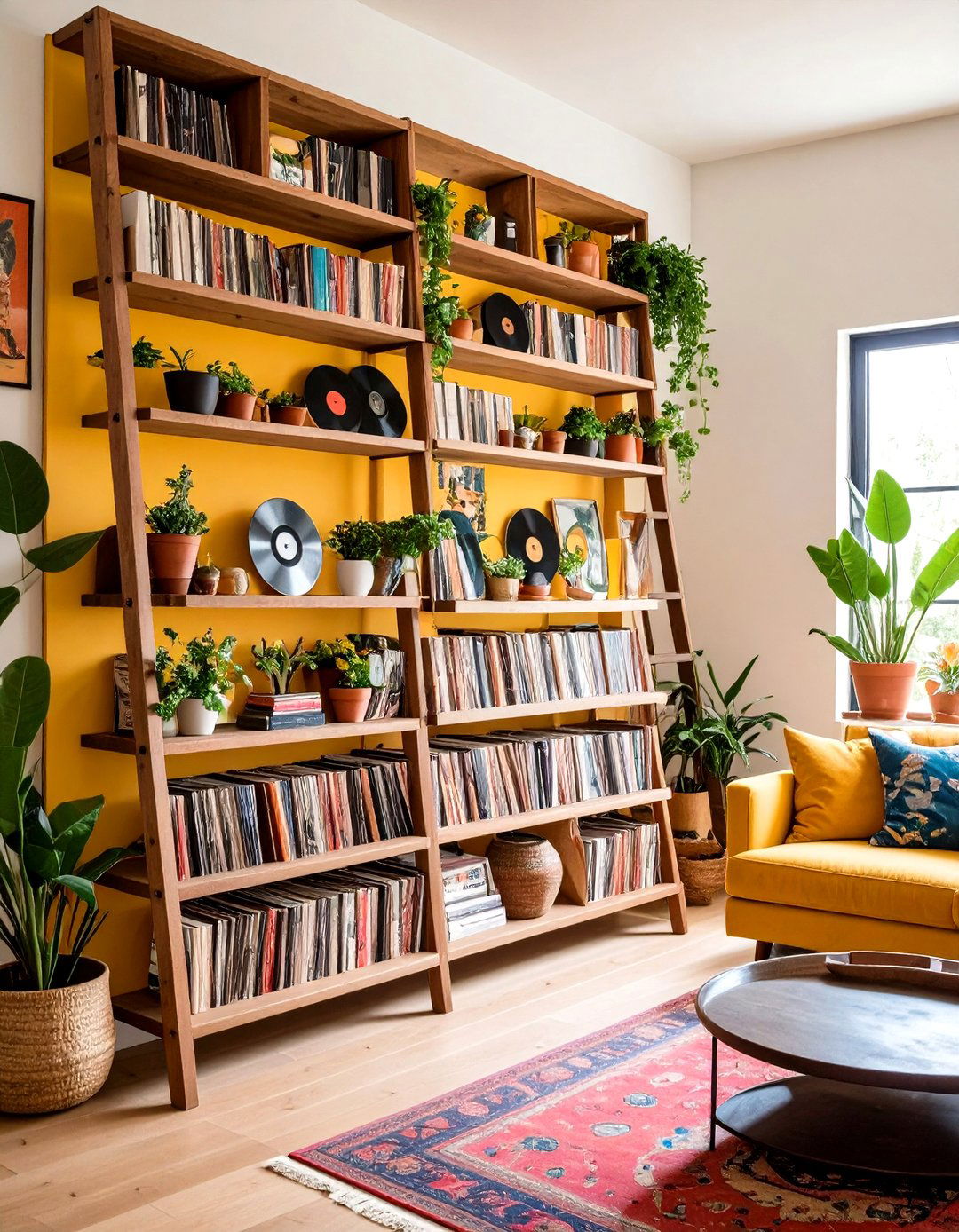 Ladder Style Display Shelves - 24 Vinyl Record Storage Ideas