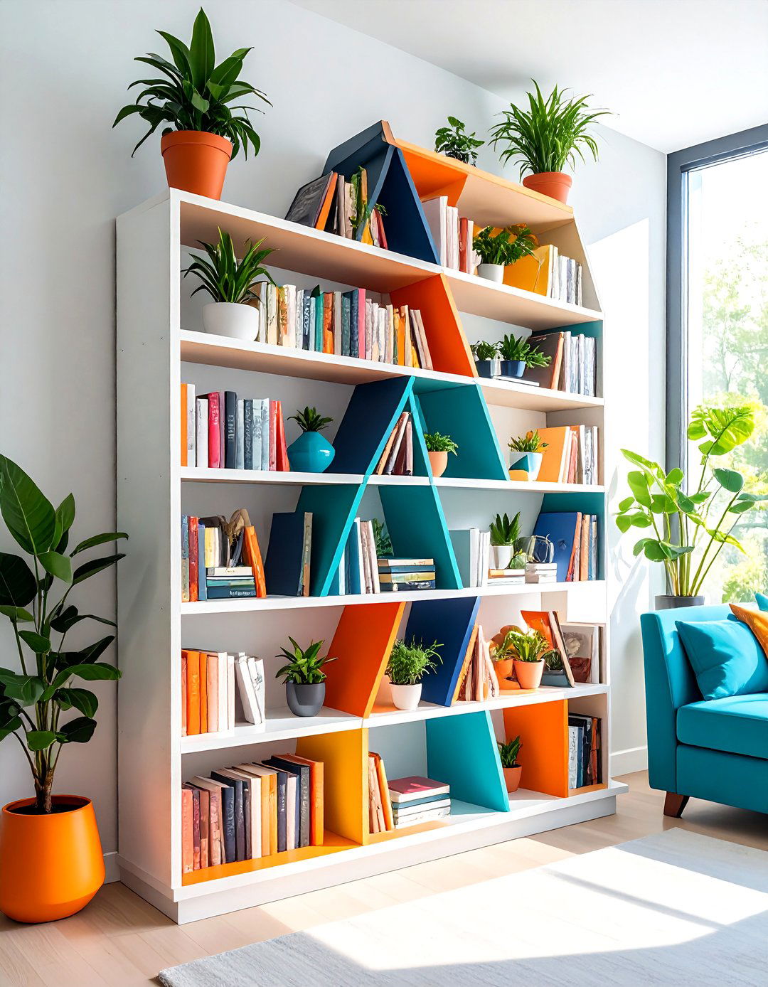 Ladder Style Leaning Bookshelf Design - 24 Bookshelf Decor Ideas