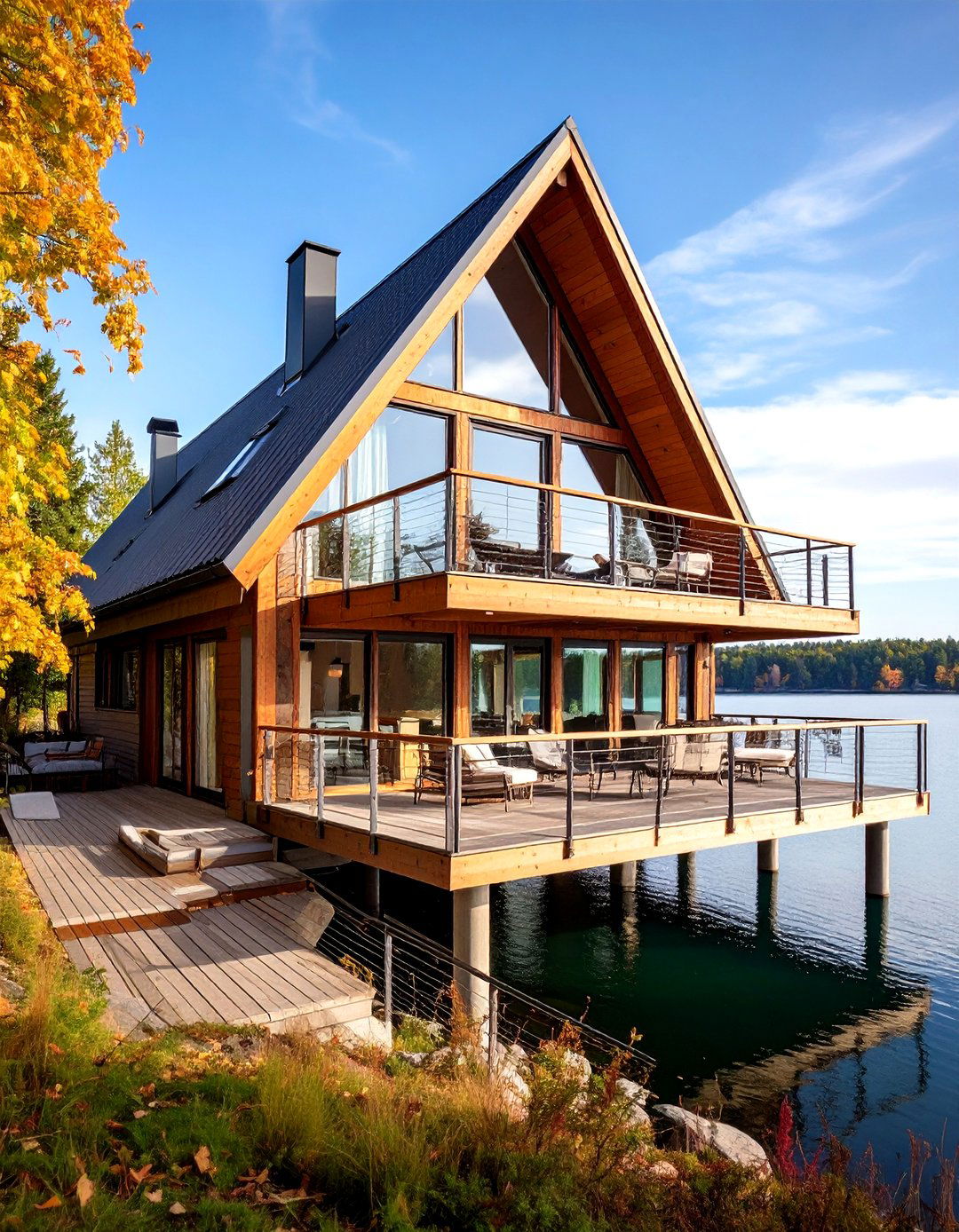 Lakefront A Frame House With Panoramic Balcony - 24 a Frame House With Balcony