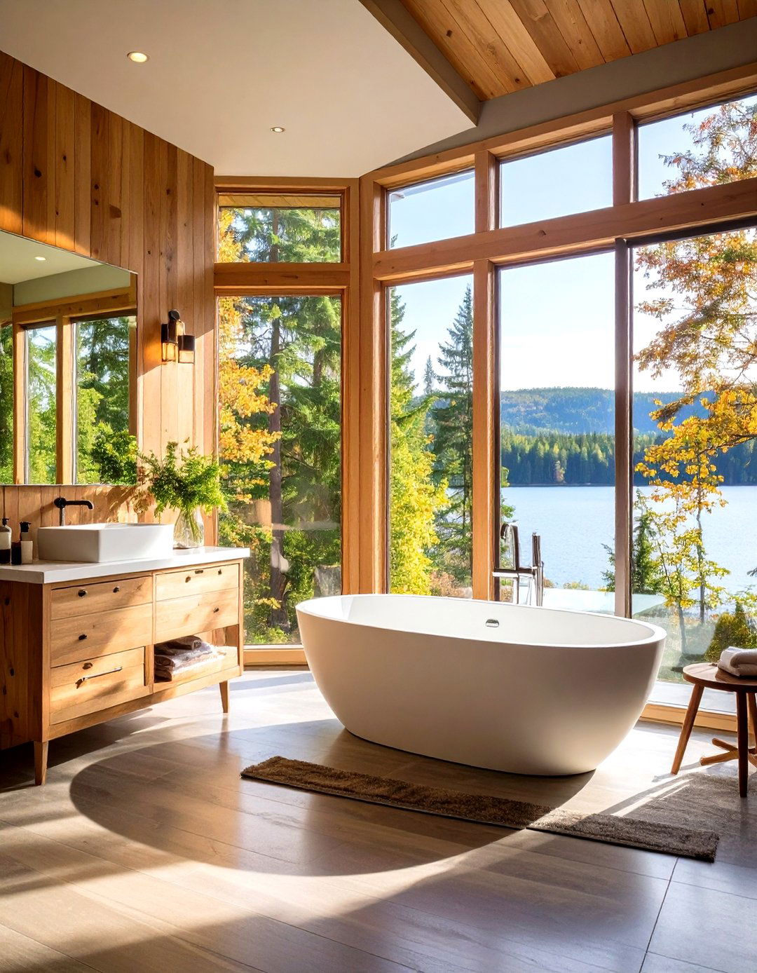 Lakeside Bathroom Window Views - 24 Lake House Decorating Ideas