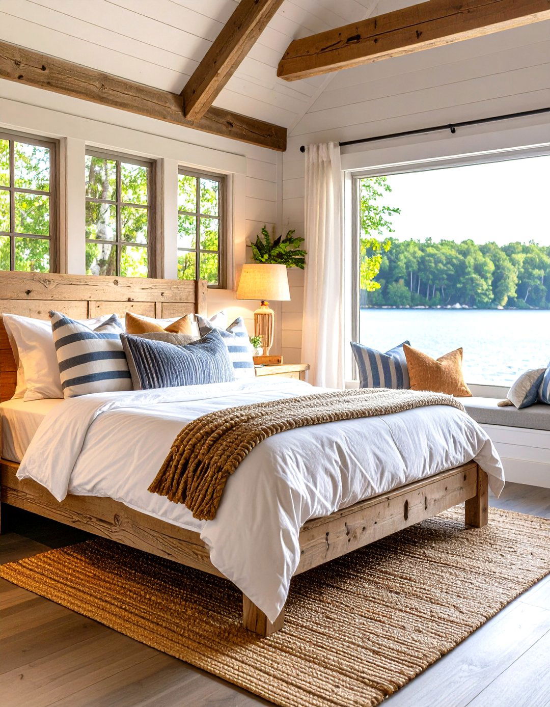 Lakeside Cabin Bedroom with Nautical Elements - 24 Cabin Bedroom Ideas